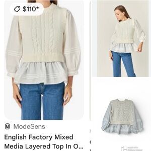 English Factory Avara NWOT Mixed media sweater